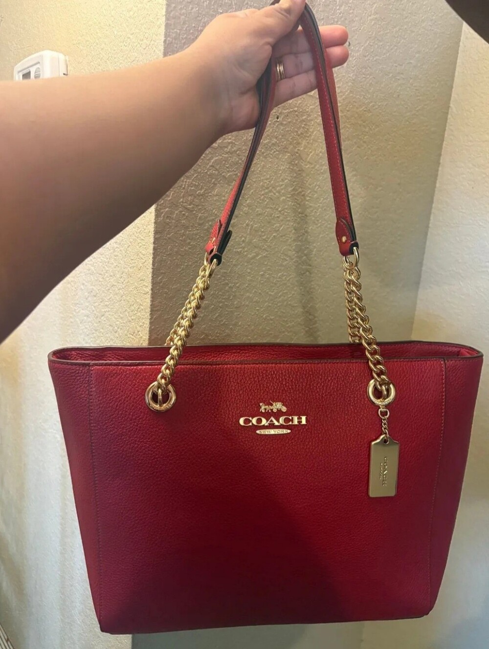 Coach Red Leather Tote